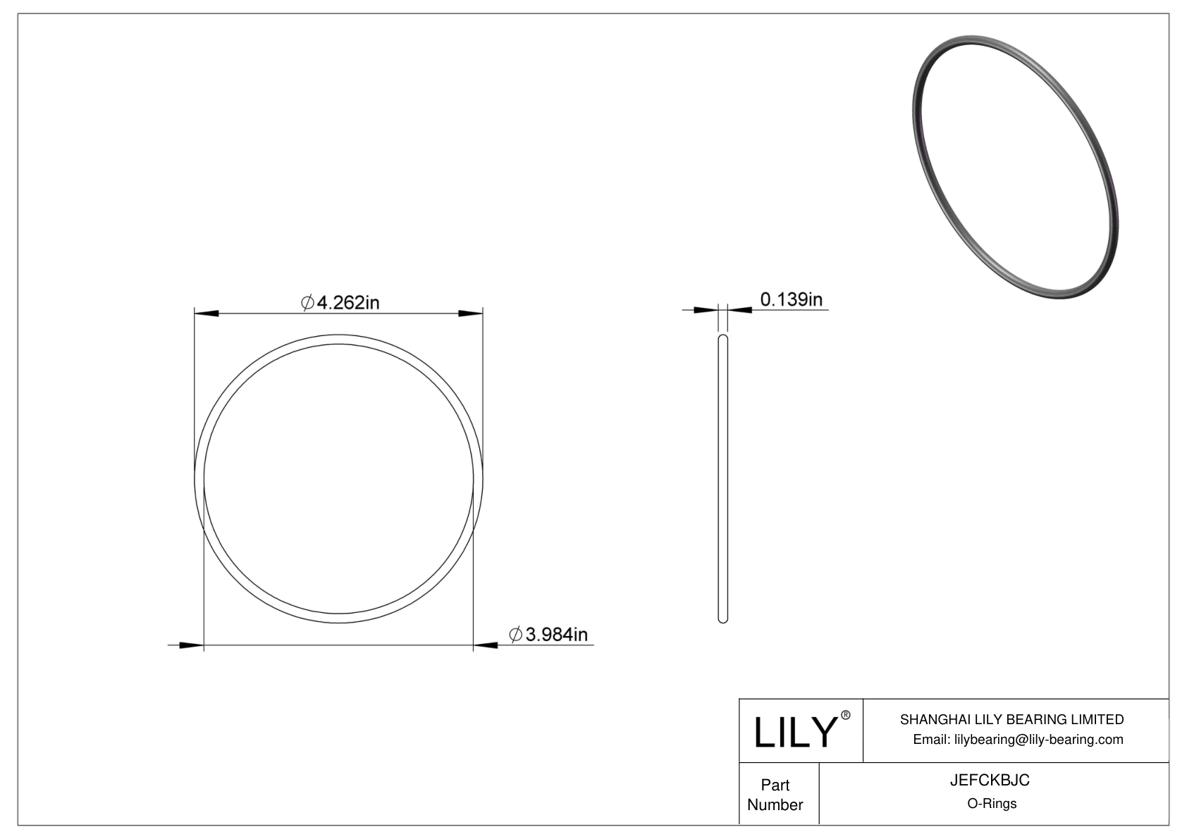 9452K192 | Oil Resistant O-Rings Round | Lily Bearing