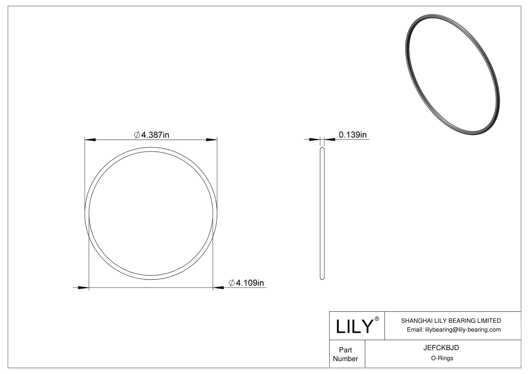 JEFCKBJD Oil Resistant O-Rings Round cad drawing