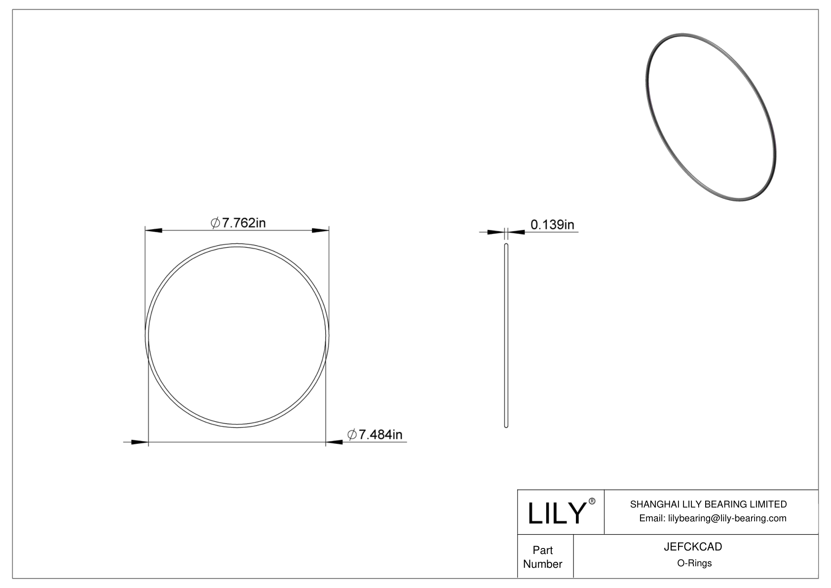 JEFCKCAD Oil Resistant O-Rings Round cad drawing