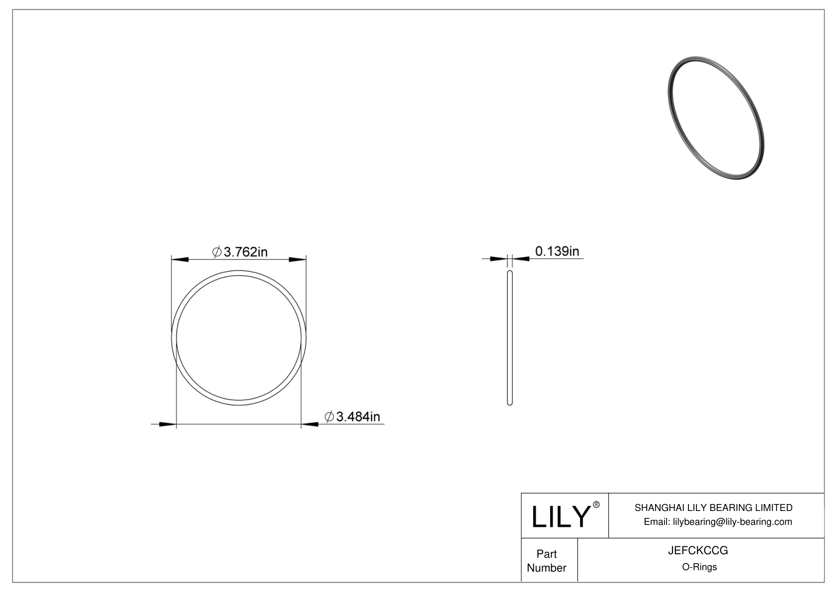 JEFCKCCG Juntas tóricas redondas resistentes al aceite cad drawing