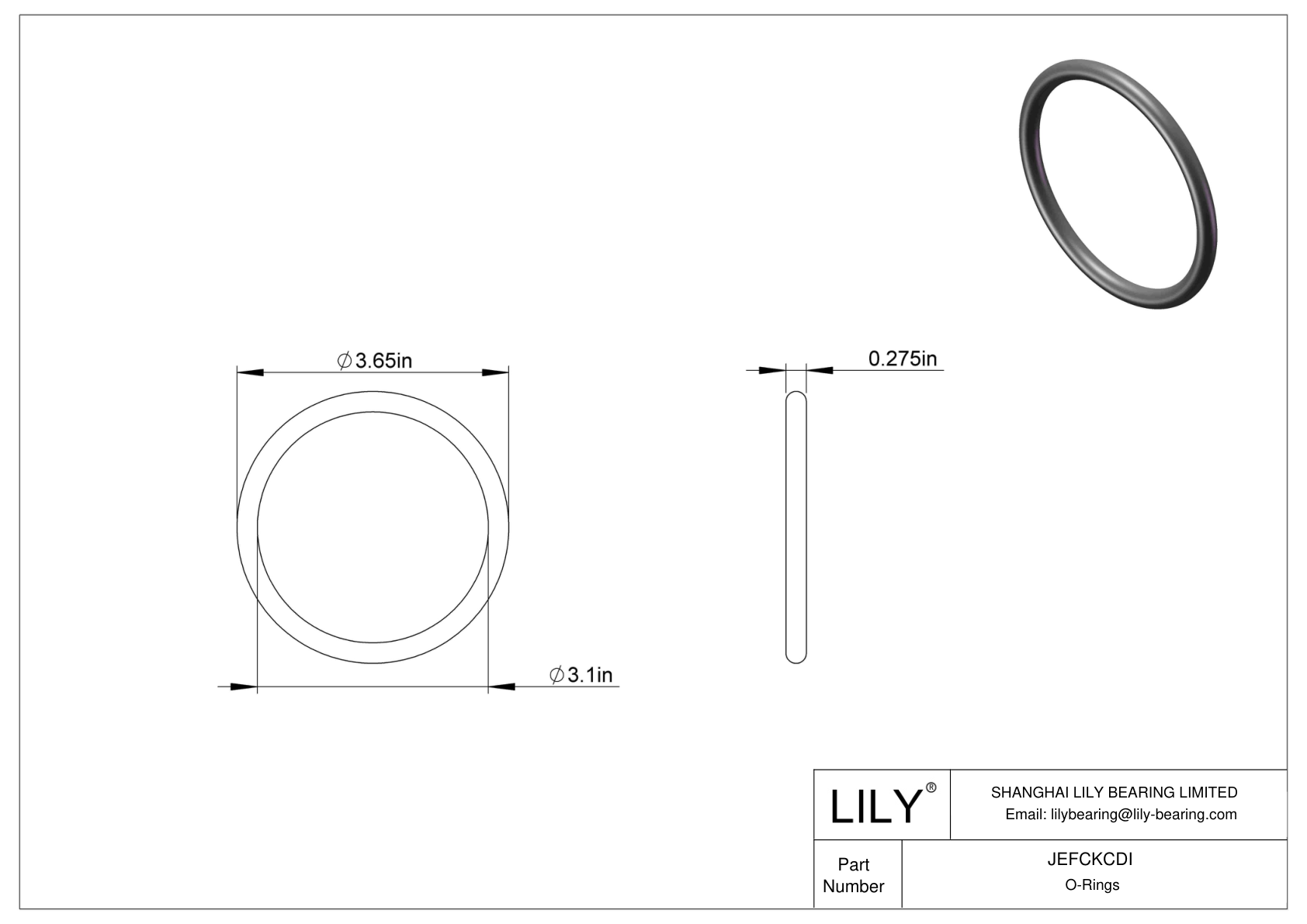 JEFCKCDI Oil Resistant O-Rings Round cad drawing