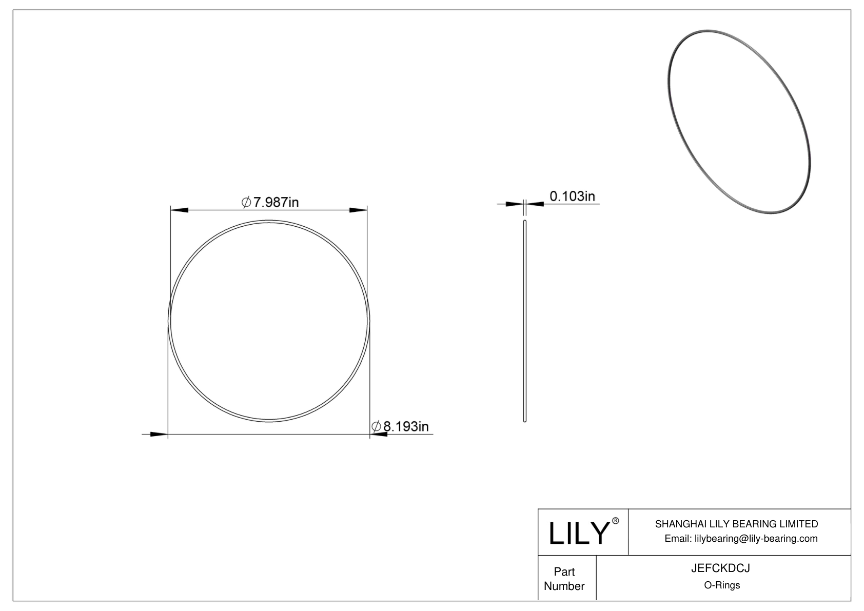 JEFCKDCJ Oil Resistant O-Rings Round cad drawing