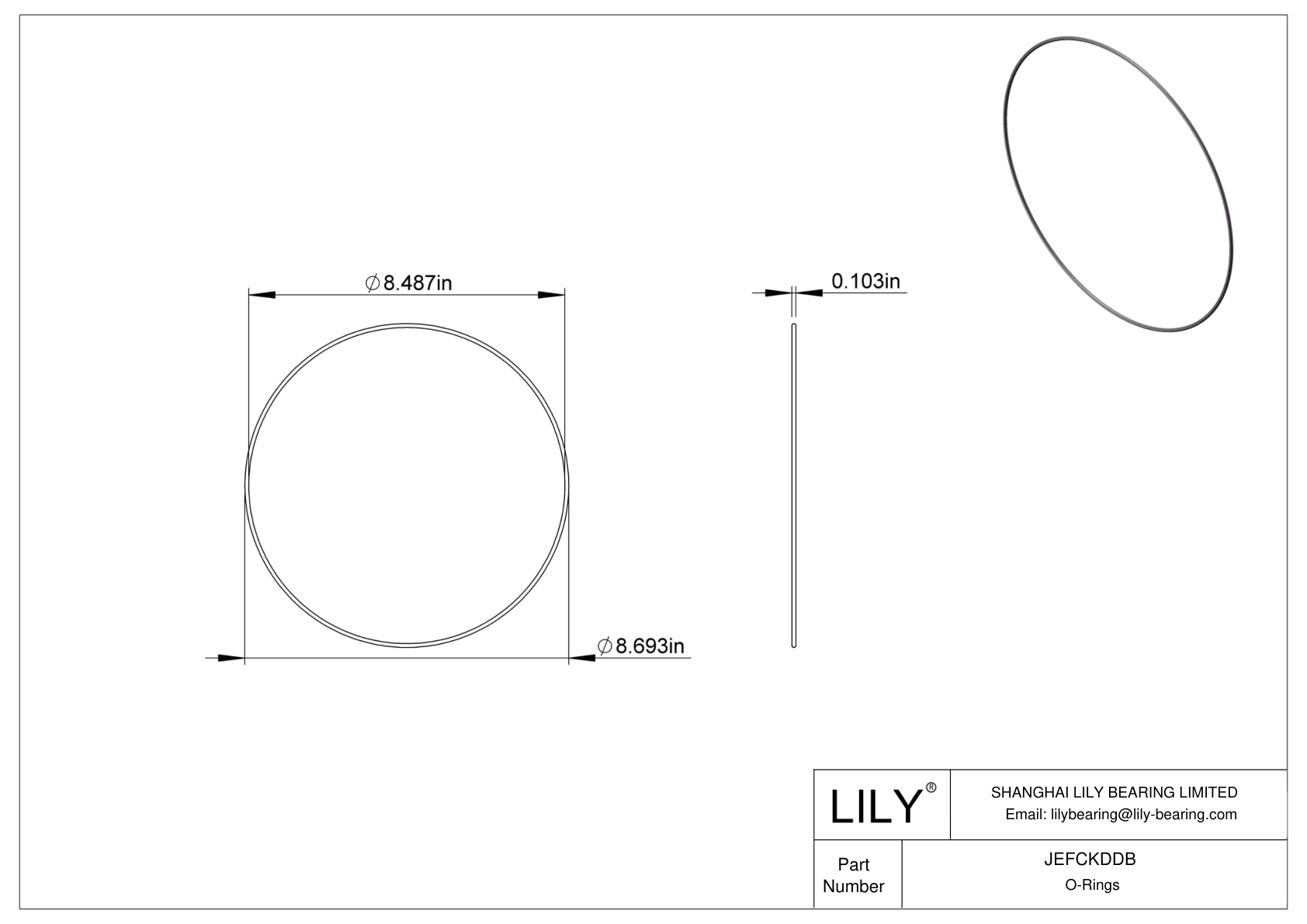 JEFCKDDB Oil Resistant O-Rings Round cad drawing