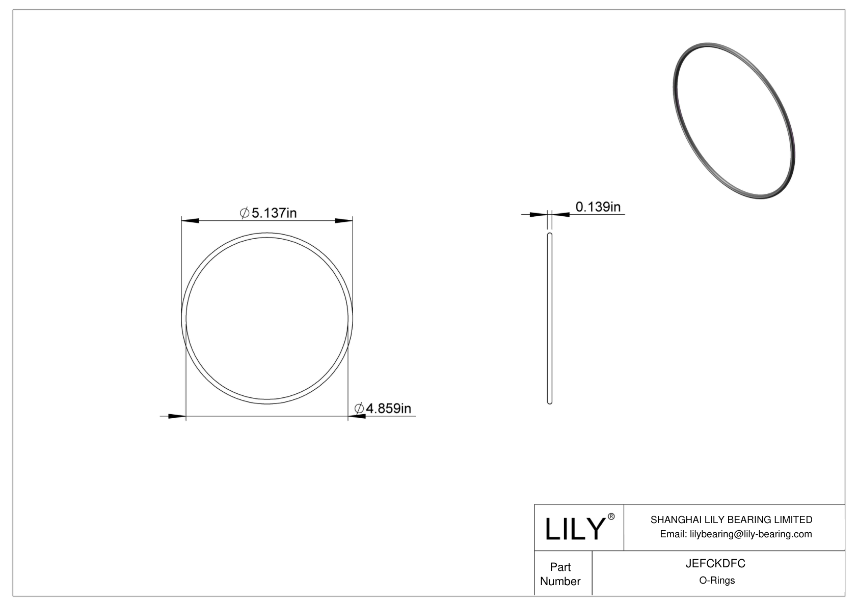 JEFCKDFC Oil Resistant O-Rings Round cad drawing