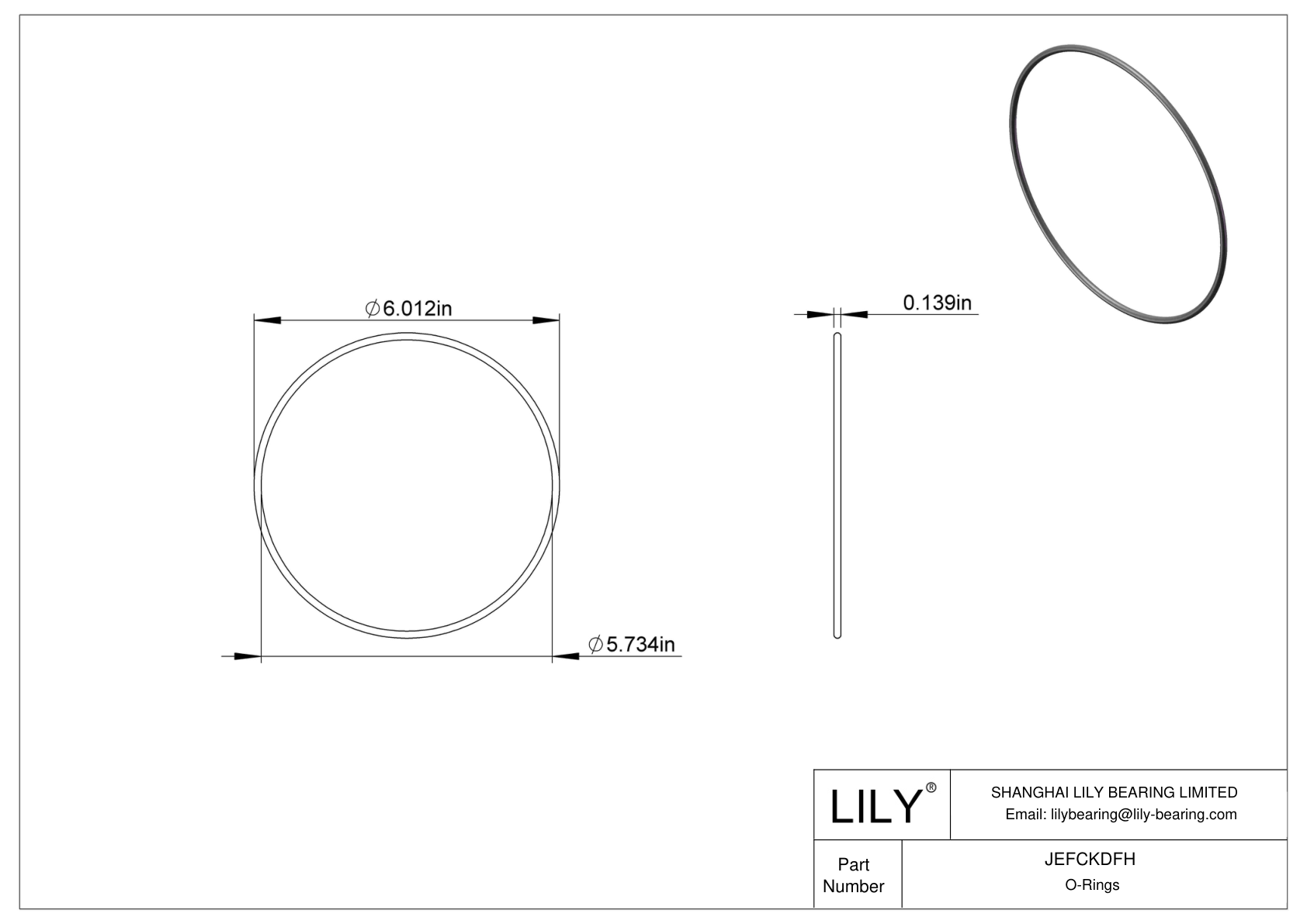 JEFCKDFH Oil Resistant O-Rings Round cad drawing