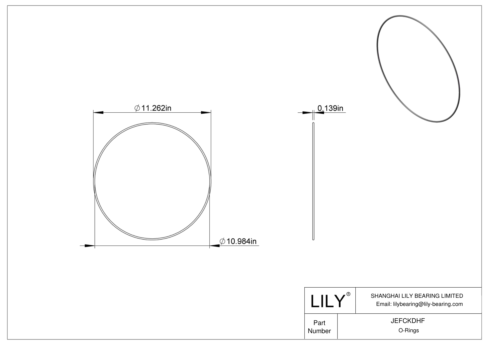 JEFCKDHF Oil Resistant O-Rings Round cad drawing