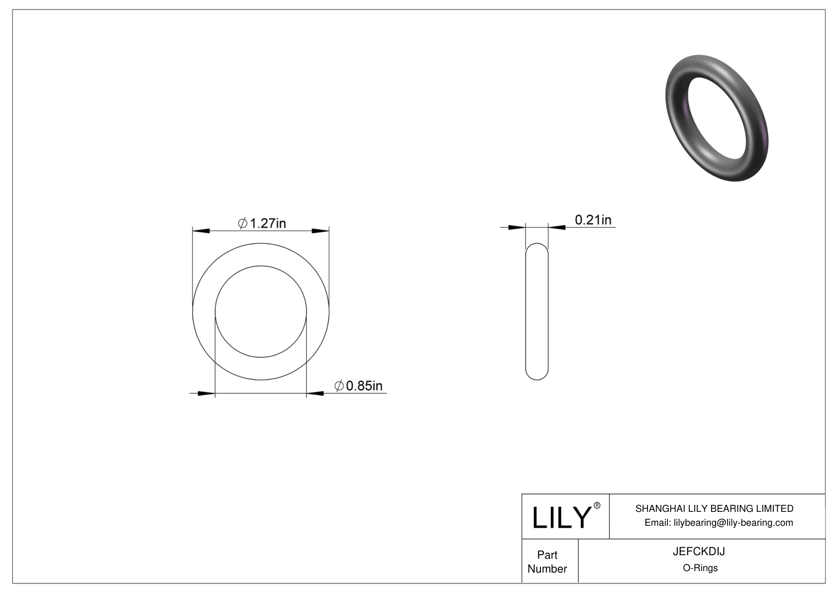 JEFCKDIJ Oil Resistant O-Rings Round cad drawing