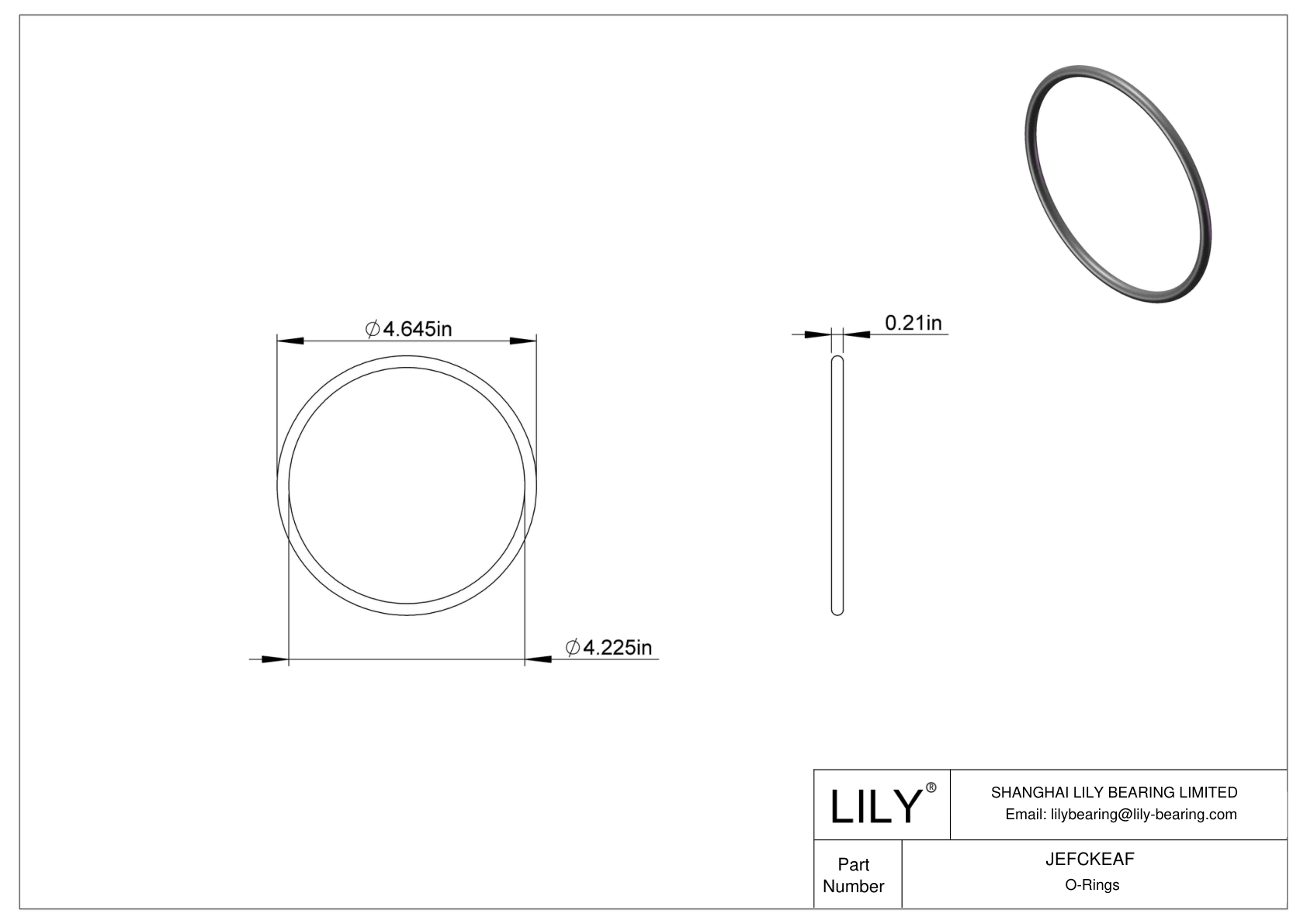 JEFCKEAF Oil Resistant O-Rings Round cad drawing