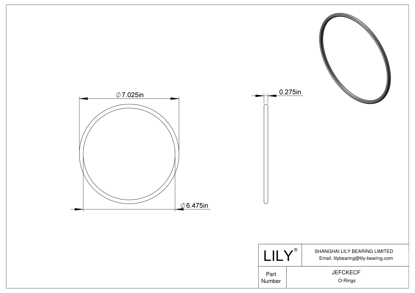 JEFCKECF Oil Resistant O-Rings Round cad drawing