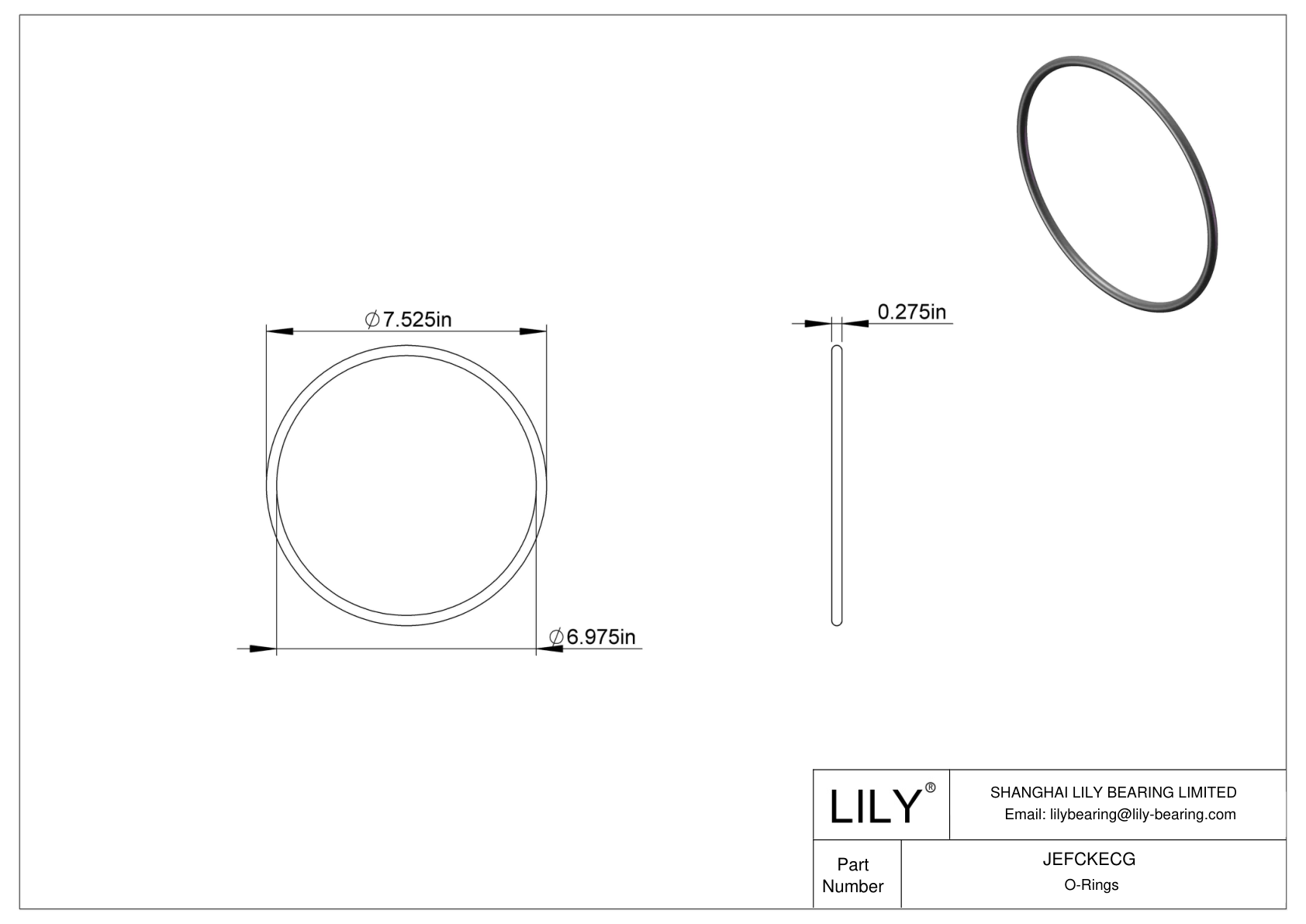 JEFCKECG Oil Resistant O-Rings Round cad drawing