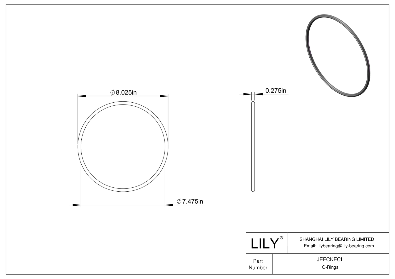 JEFCKECI Oil Resistant O-Rings Round cad drawing