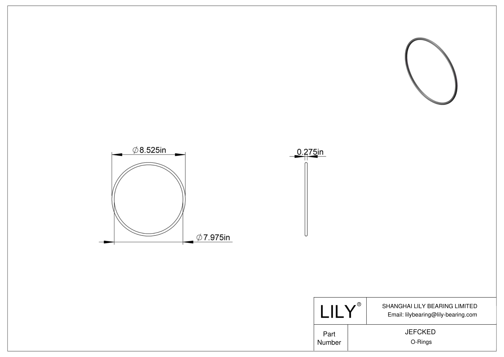 JEFCKED Oil Resistant O-Rings Round cad drawing