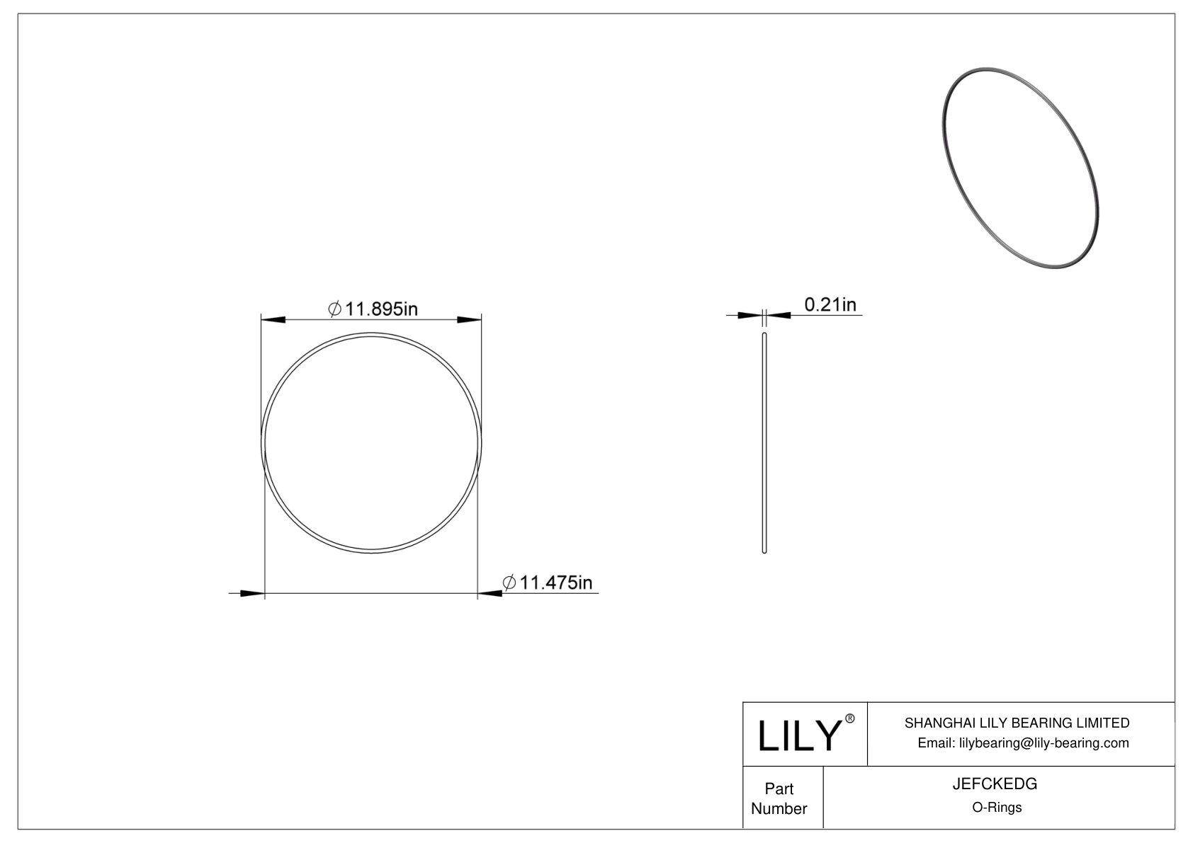 JEFCKEDG Oil Resistant O-Rings Round cad drawing