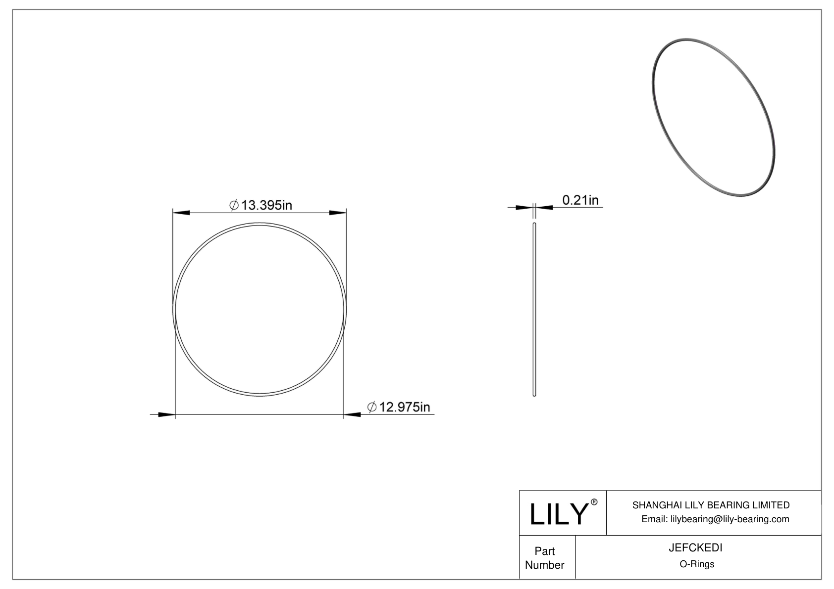 JEFCKEDI Oil Resistant O-Rings Round cad drawing