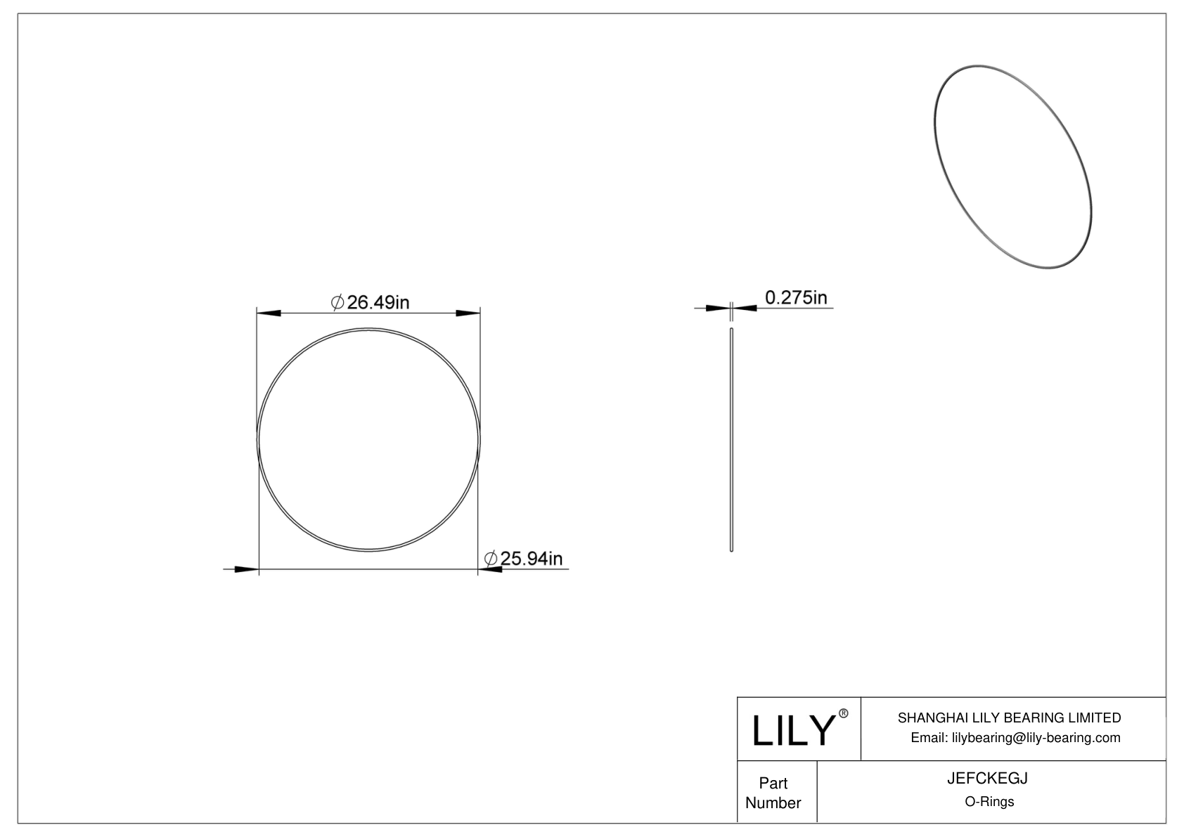 JEFCKEGJ Oil Resistant O-Rings Round cad drawing