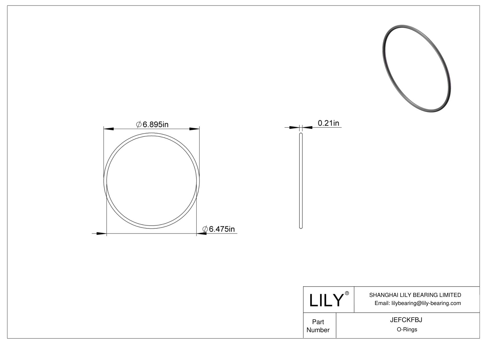 JEFCKFBJ Oil Resistant O-Rings Round cad drawing