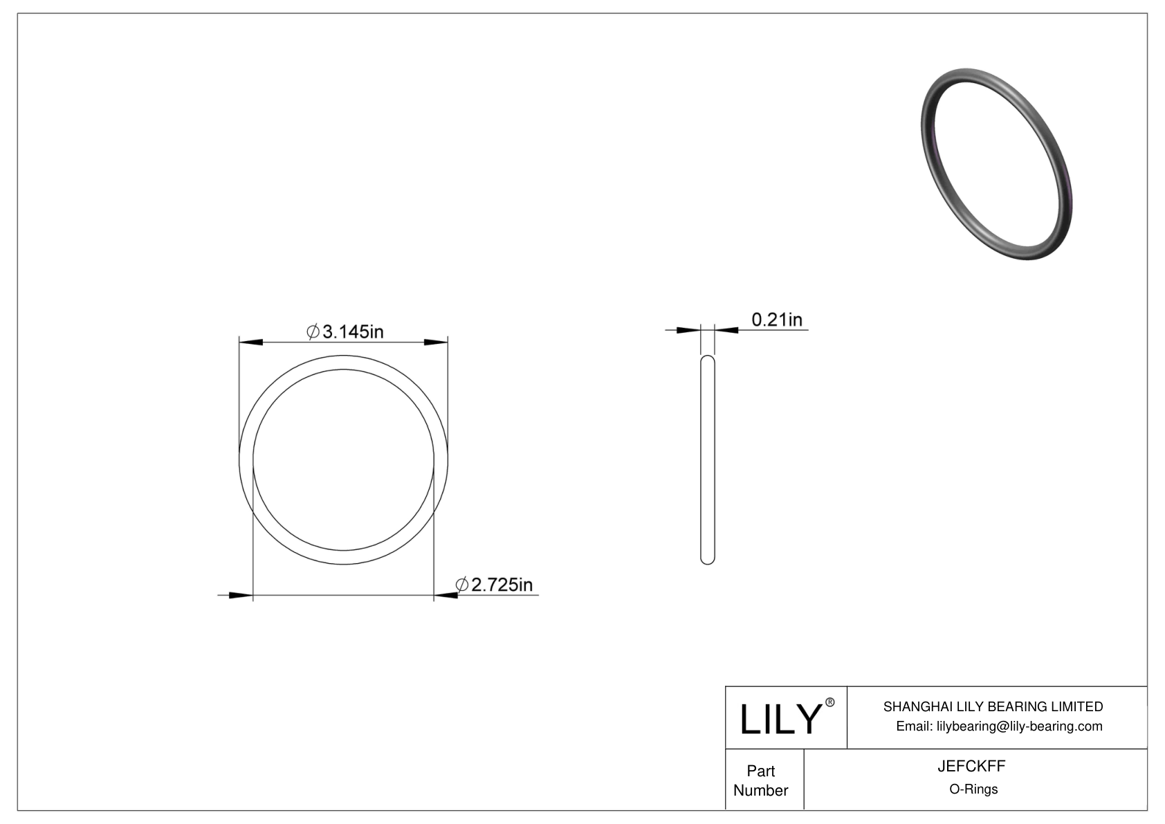 JEFCKFF Oil Resistant O-Rings Round cad drawing