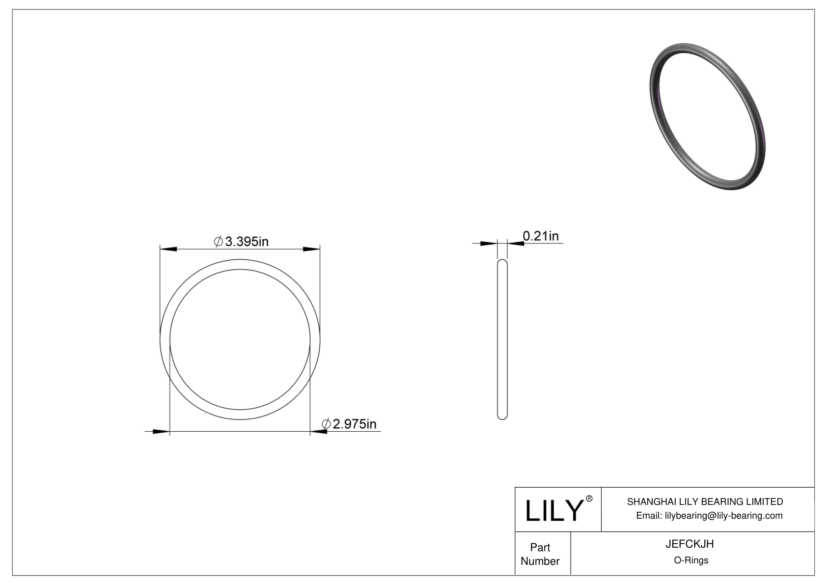 JEFCKJH Oil Resistant O-Rings Round cad drawing