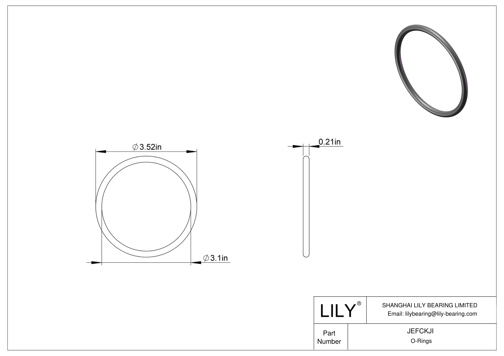 JEFCKJI Juntas tóricas redondas resistentes al aceite cad drawing