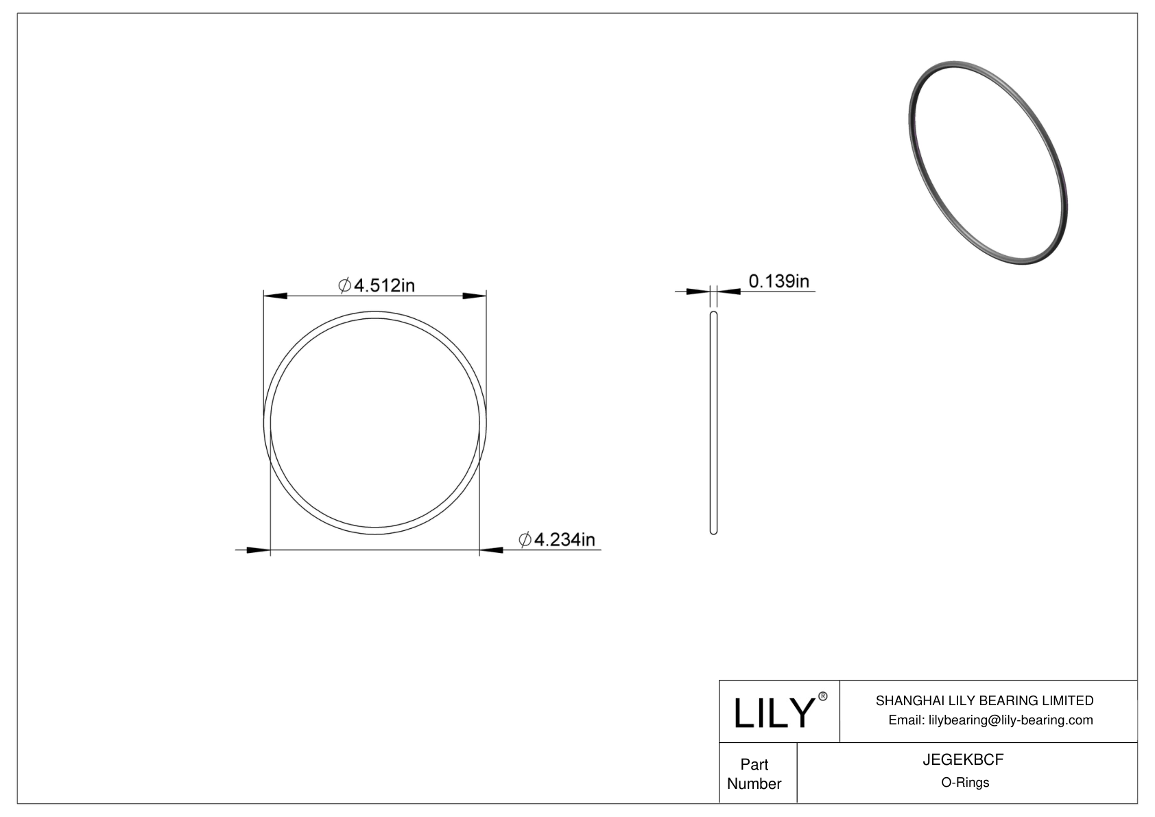 JEGEKBCF Chemical Resistant O-rings Round cad drawing