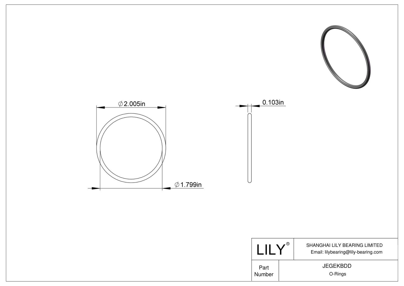 JEGEKBDD Chemical Resistant O-rings Round cad drawing