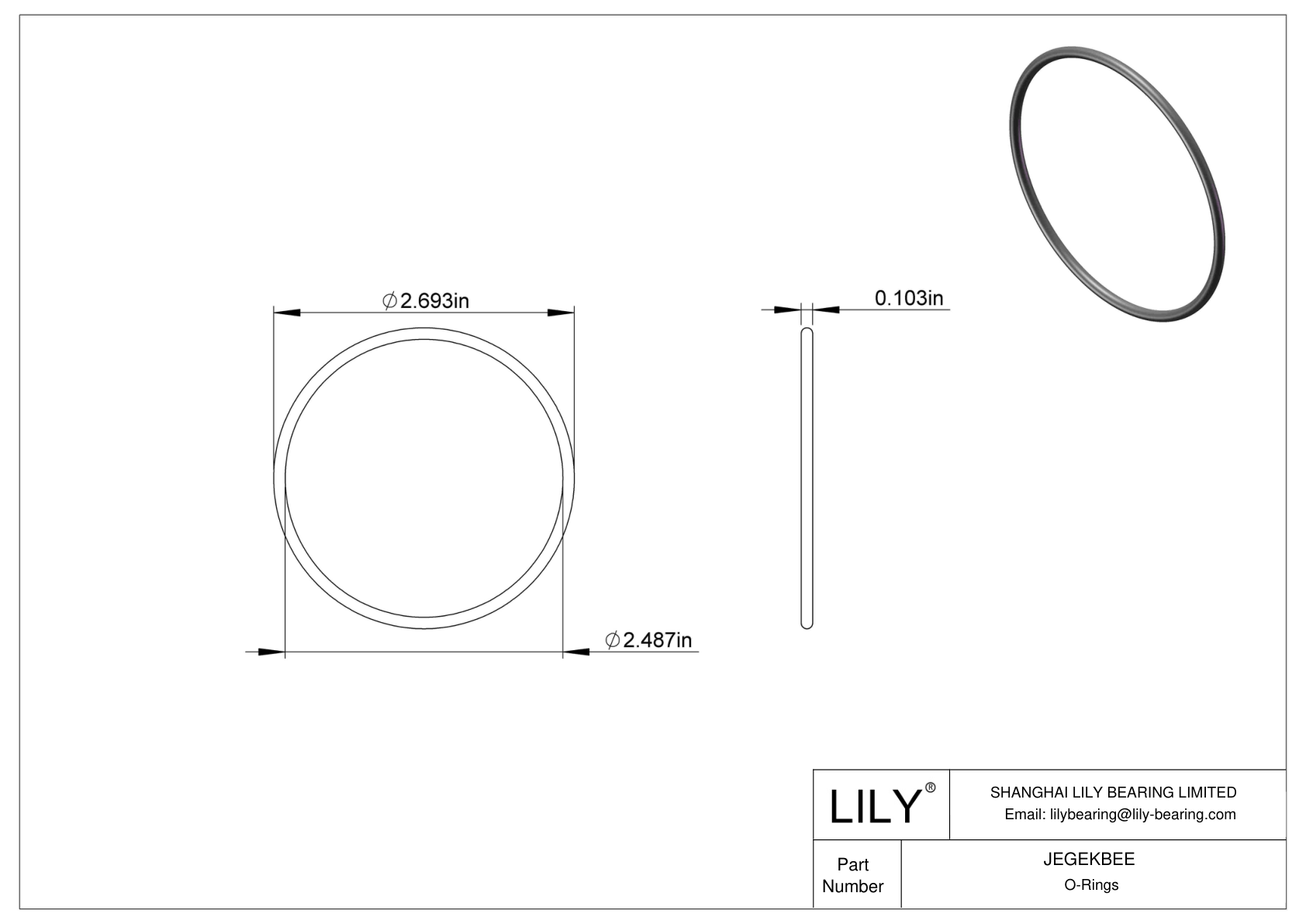 JEGEKBEE Chemical Resistant O-rings Round cad drawing