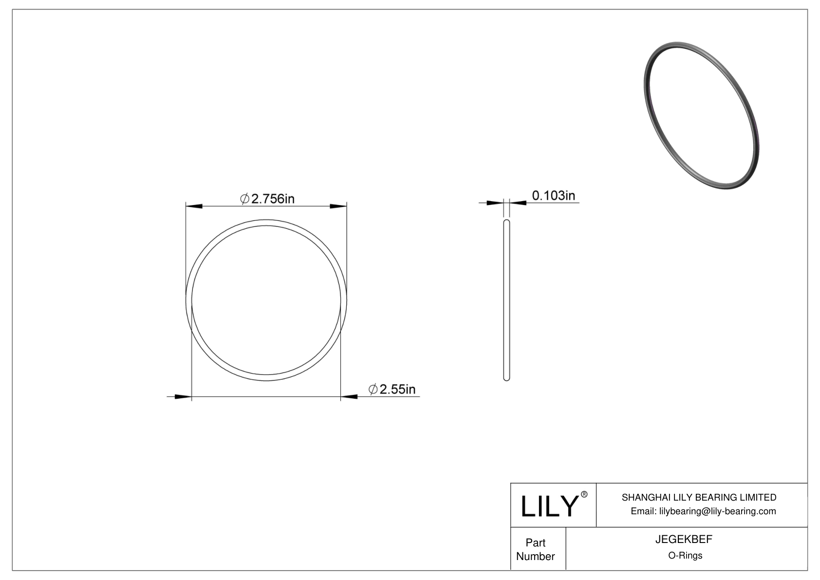 JEGEKBEF Chemical Resistant O-rings Round cad drawing