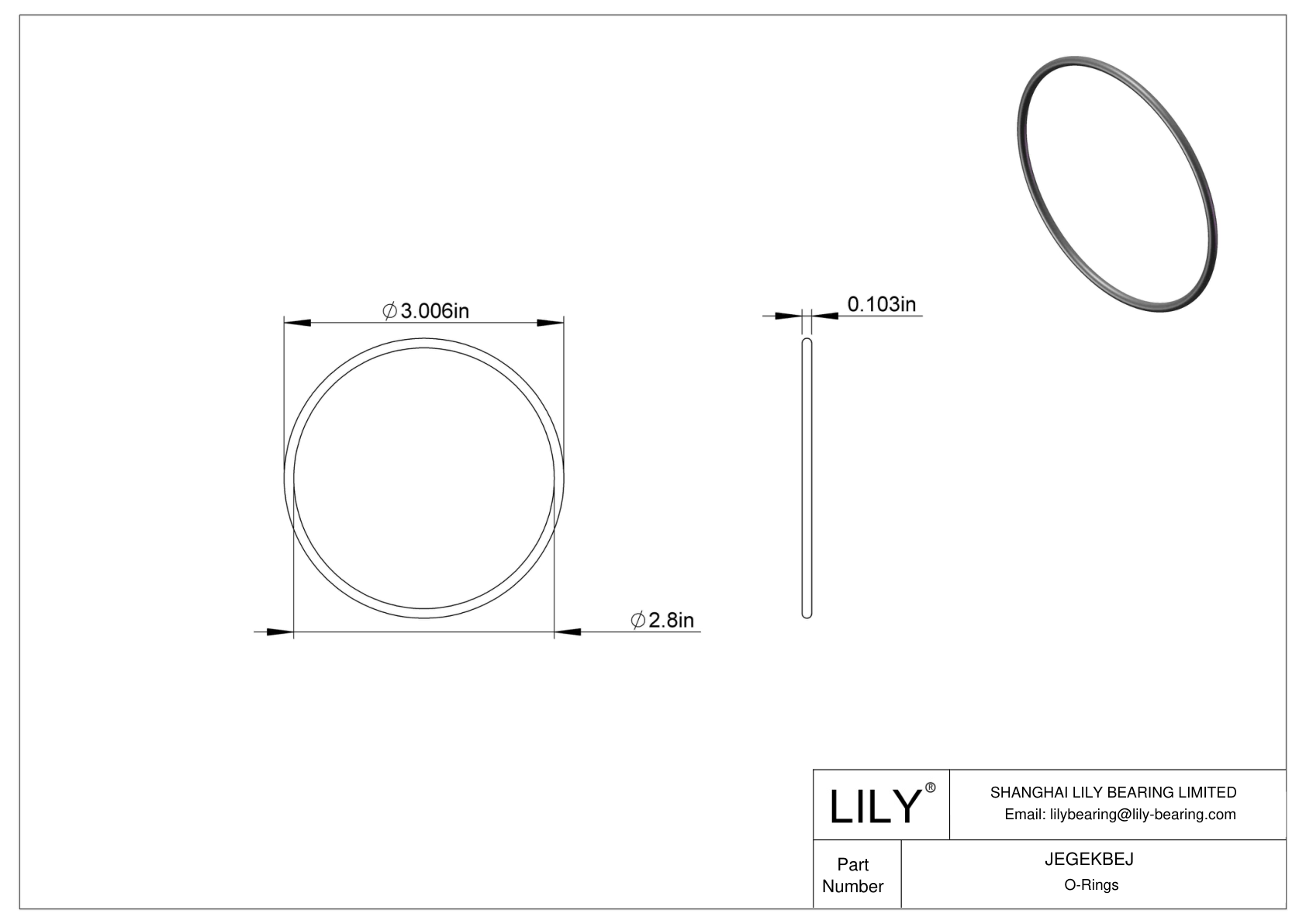 JEGEKBEJ Chemical Resistant O-rings Round cad drawing