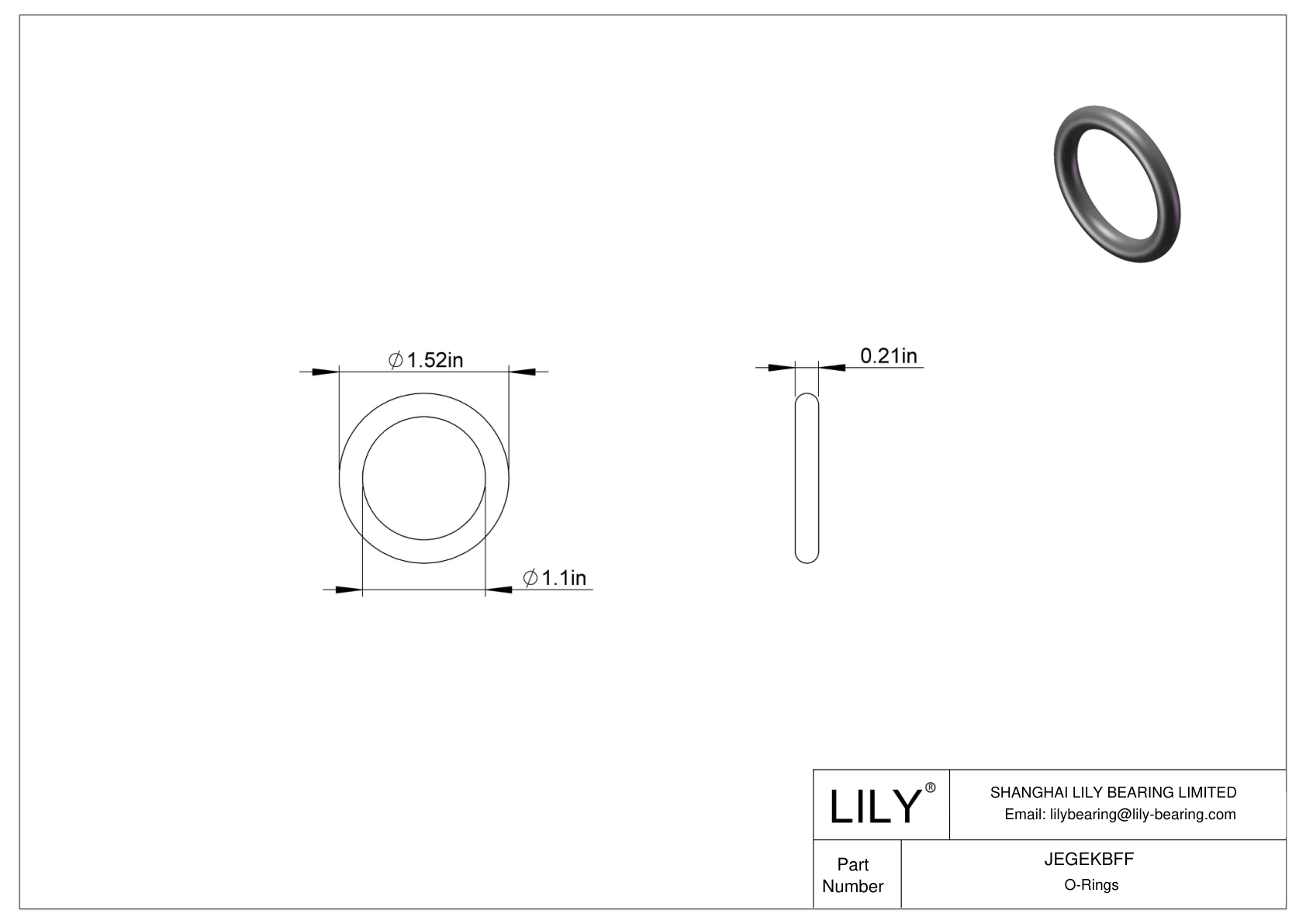 JEGEKBFF Chemical Resistant O-rings Round cad drawing