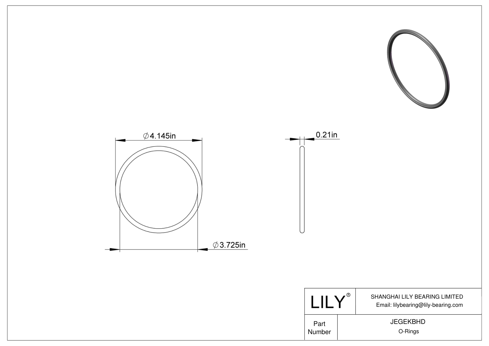 JEGEKBHD Chemical Resistant O-rings Round cad drawing