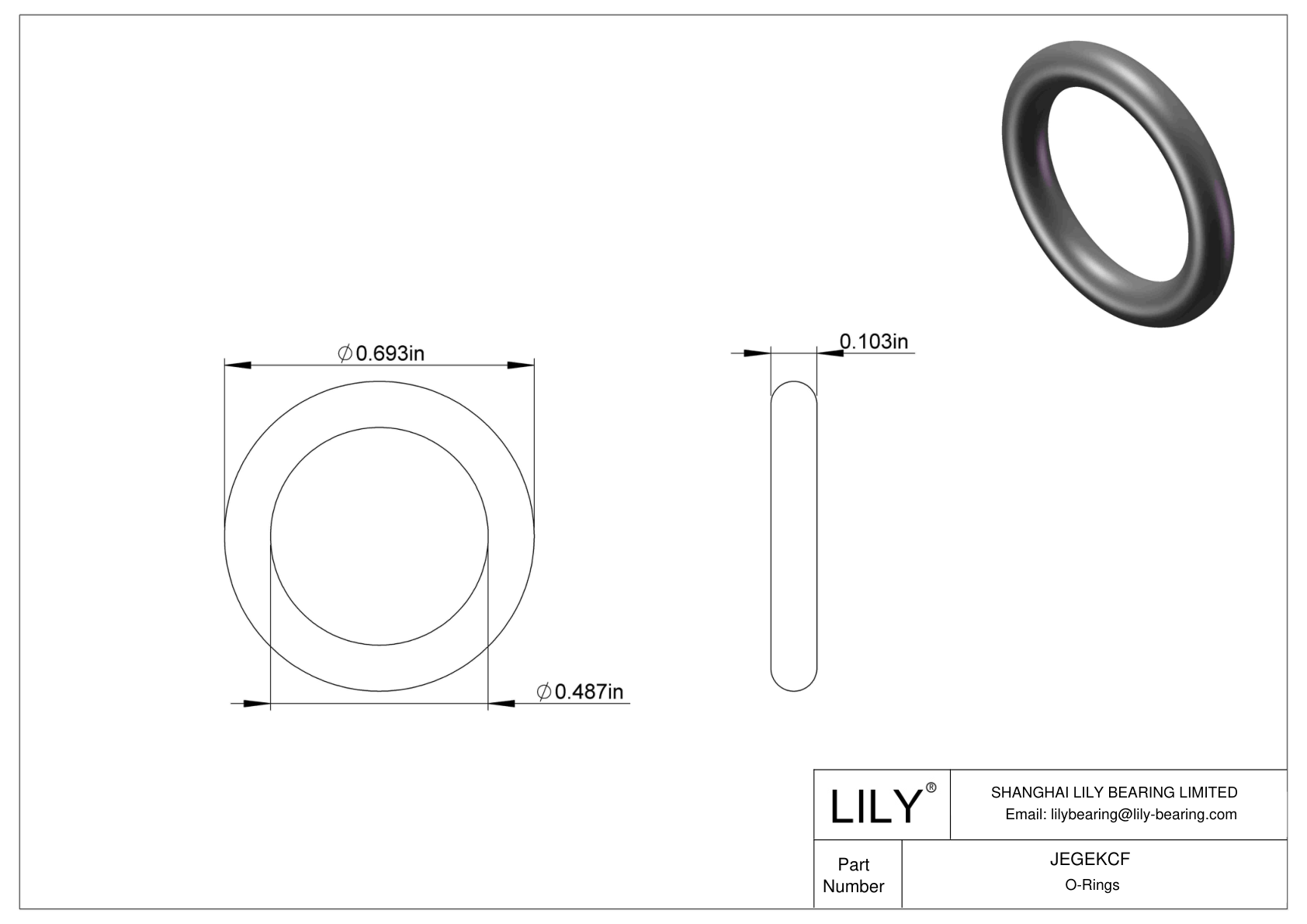 JEGEKCF Chemical Resistant O-rings Round cad drawing