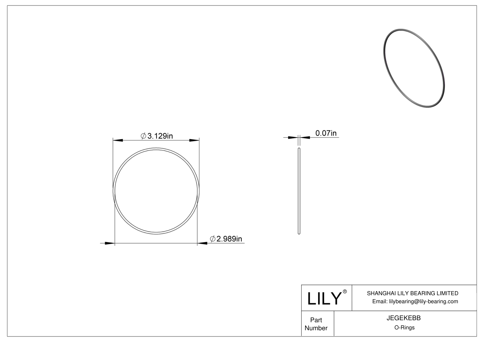 JEGEKEBB Chemical Resistant O-rings Round cad drawing