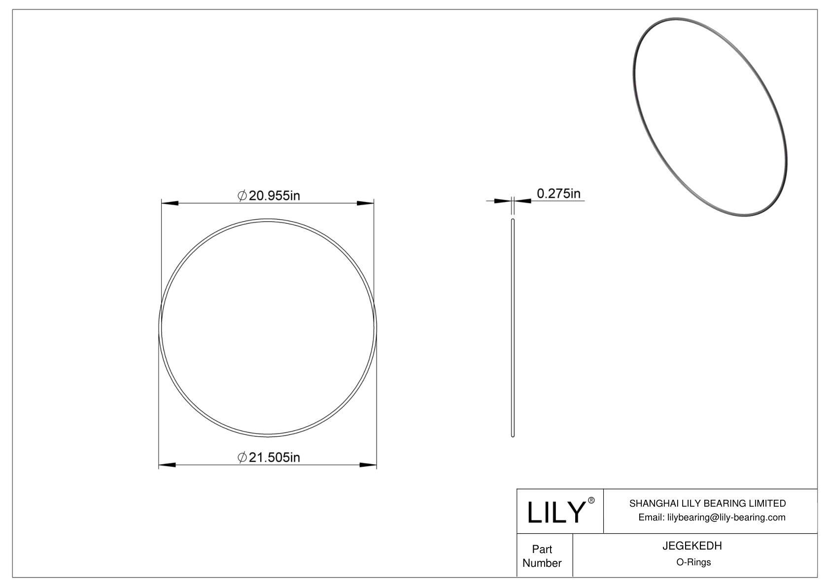 JEGEKEDH Chemical Resistant O-rings Round cad drawing