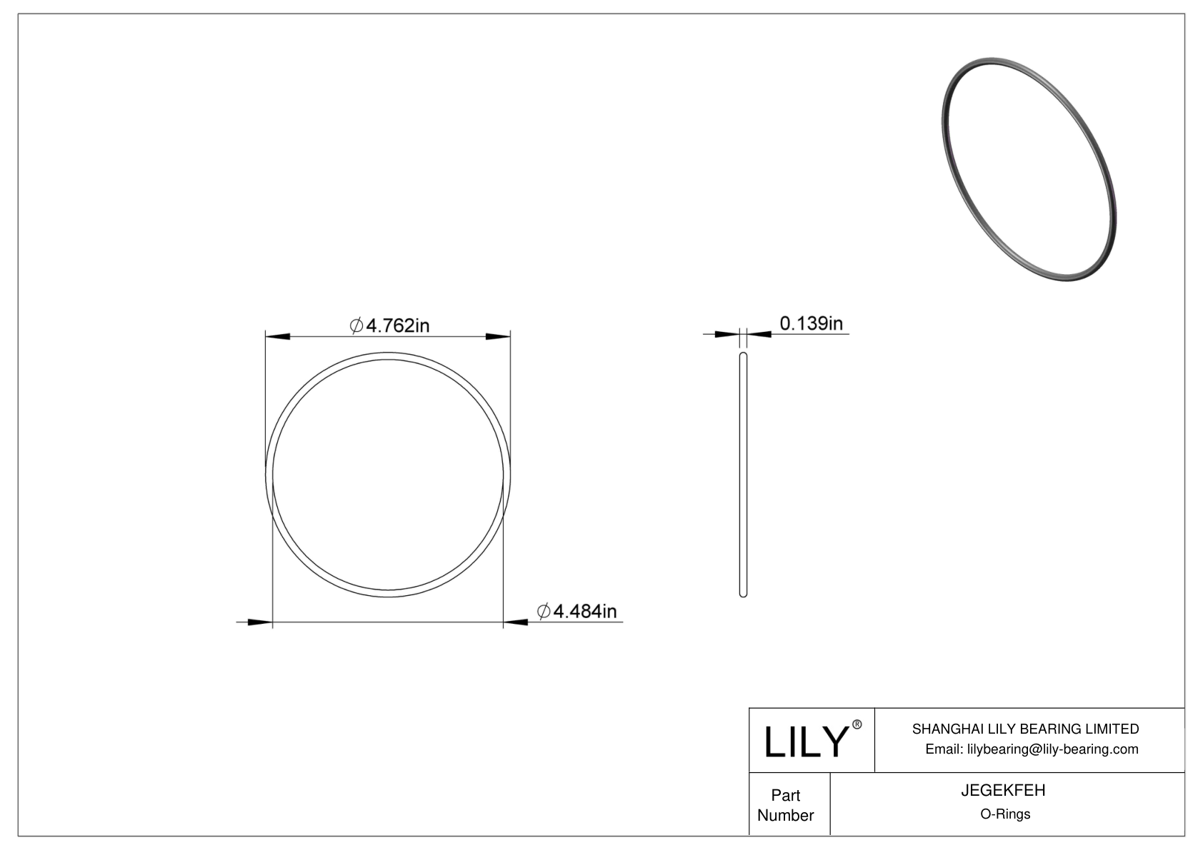 JEGEKFEH Chemical Resistant O-rings Round cad drawing