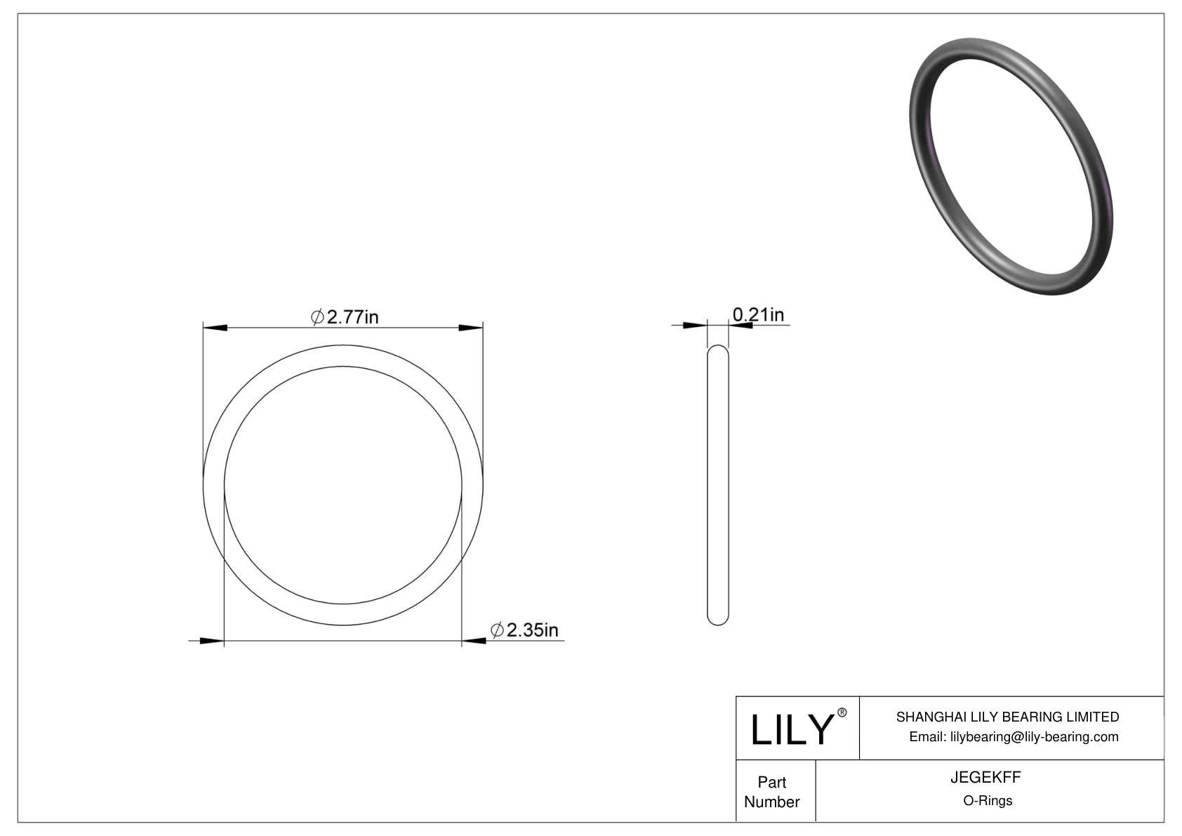 JEGEKFF Chemical Resistant O-rings Round cad drawing