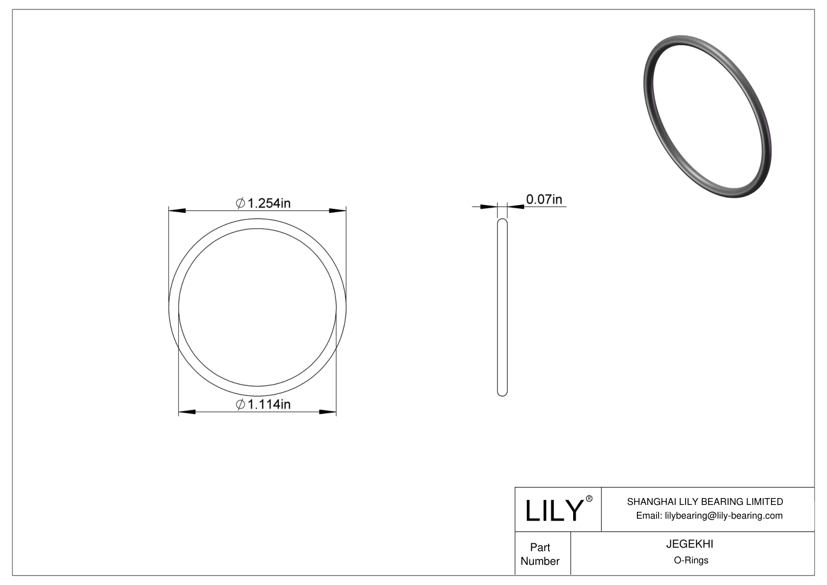 JEGEKHI Chemical Resistant O-rings Round cad drawing