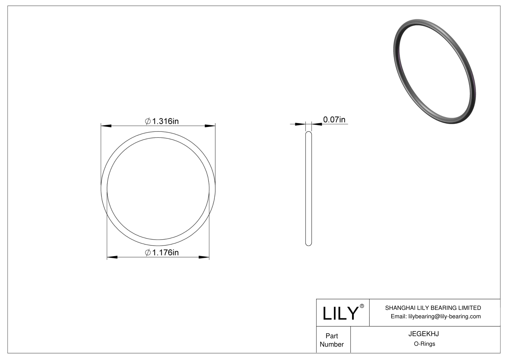 JEGEKHJ Chemical Resistant O-rings Round cad drawing