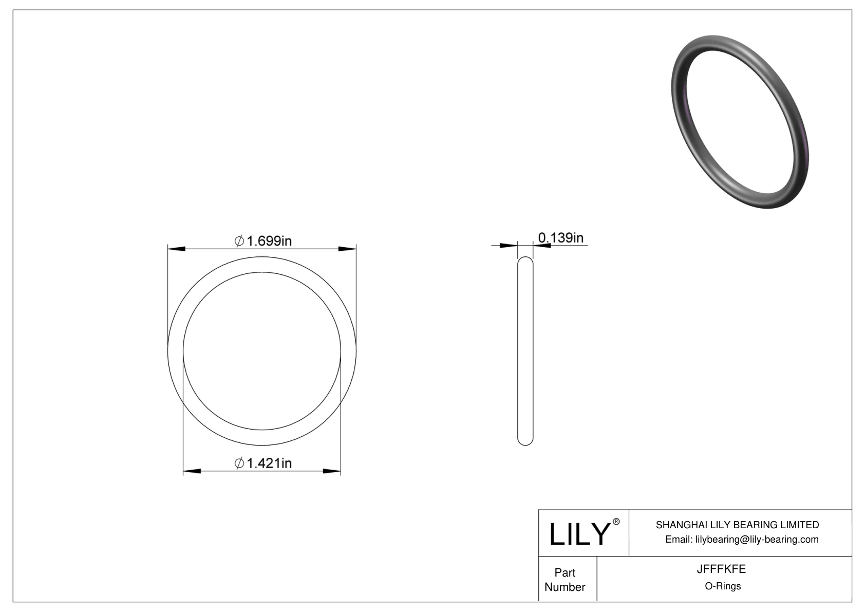 JFFFKFE Oil Resistant O-Rings Round cad drawing