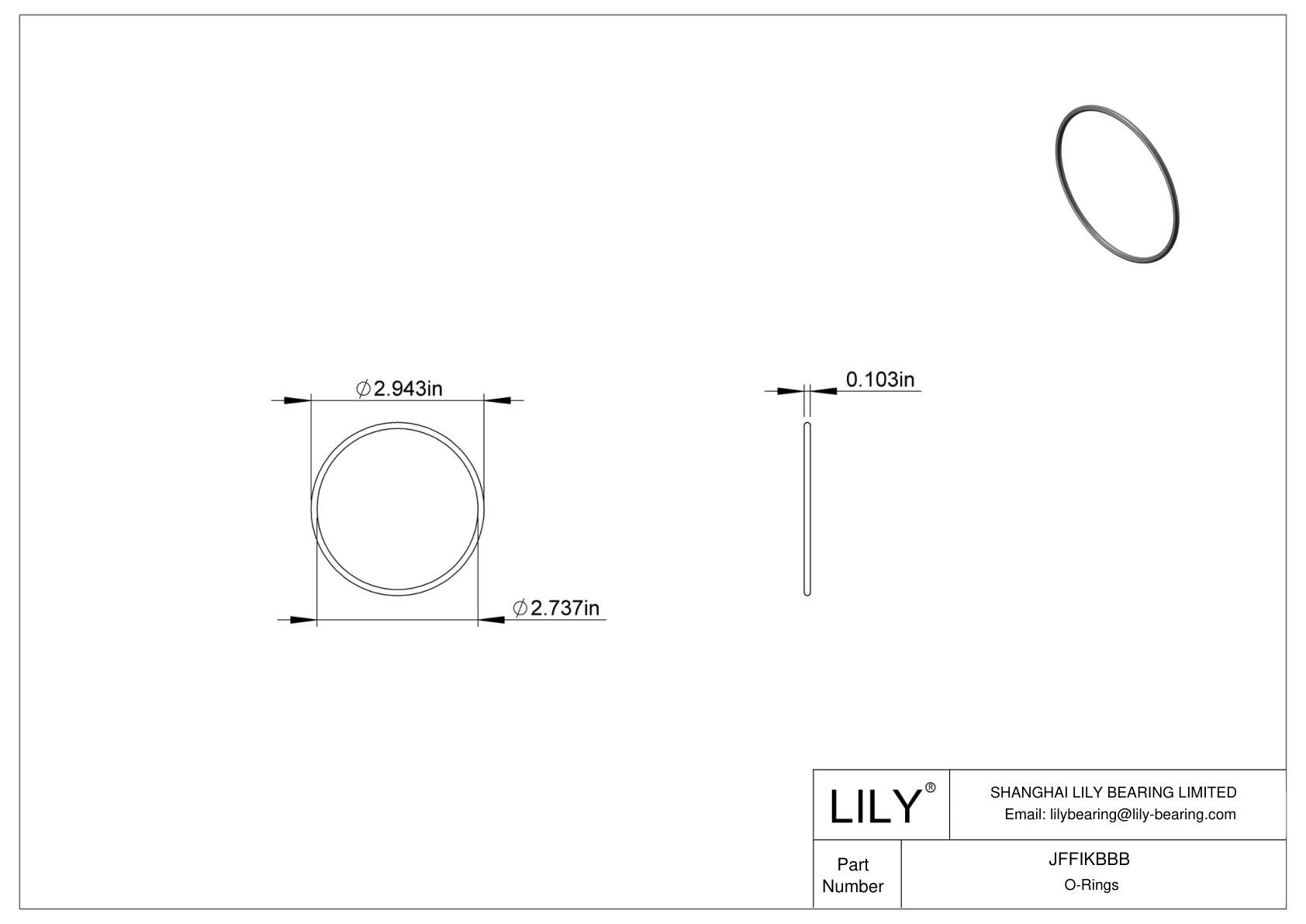 JFFIKBBB Oil Resistant O-Rings Round cad drawing