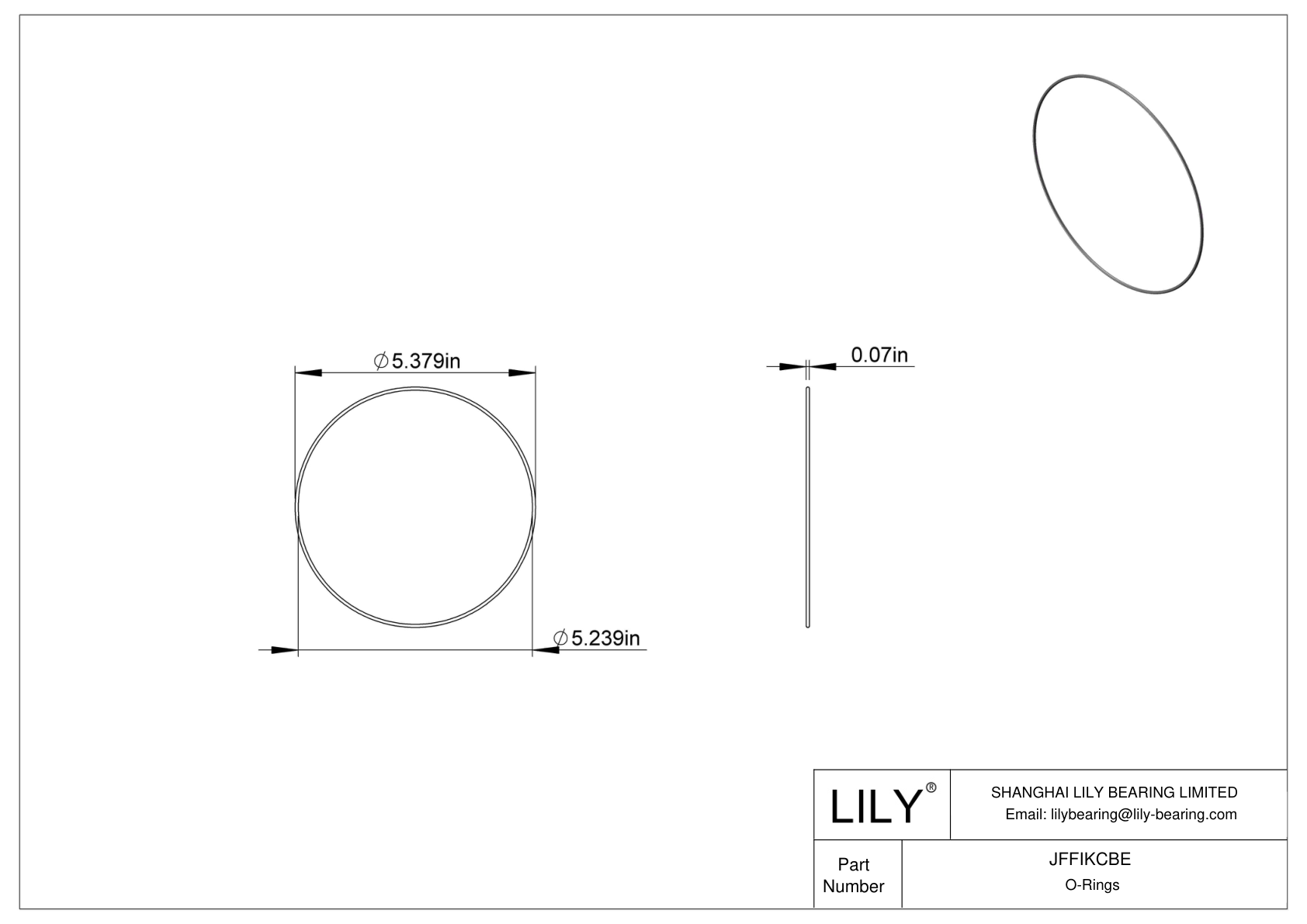 JFFIKCBE Oil Resistant O-Rings Round cad drawing