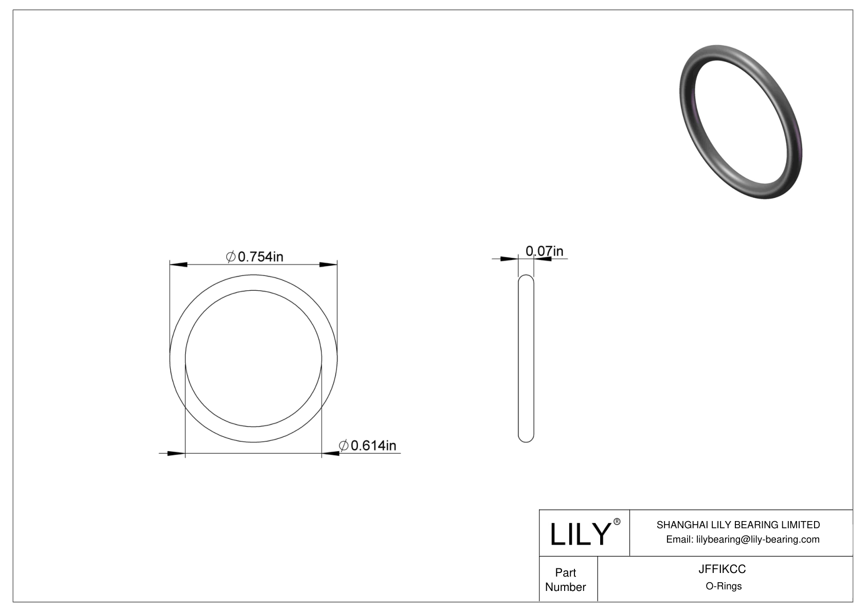 JFFIKCC Oil Resistant O-Rings Round cad drawing