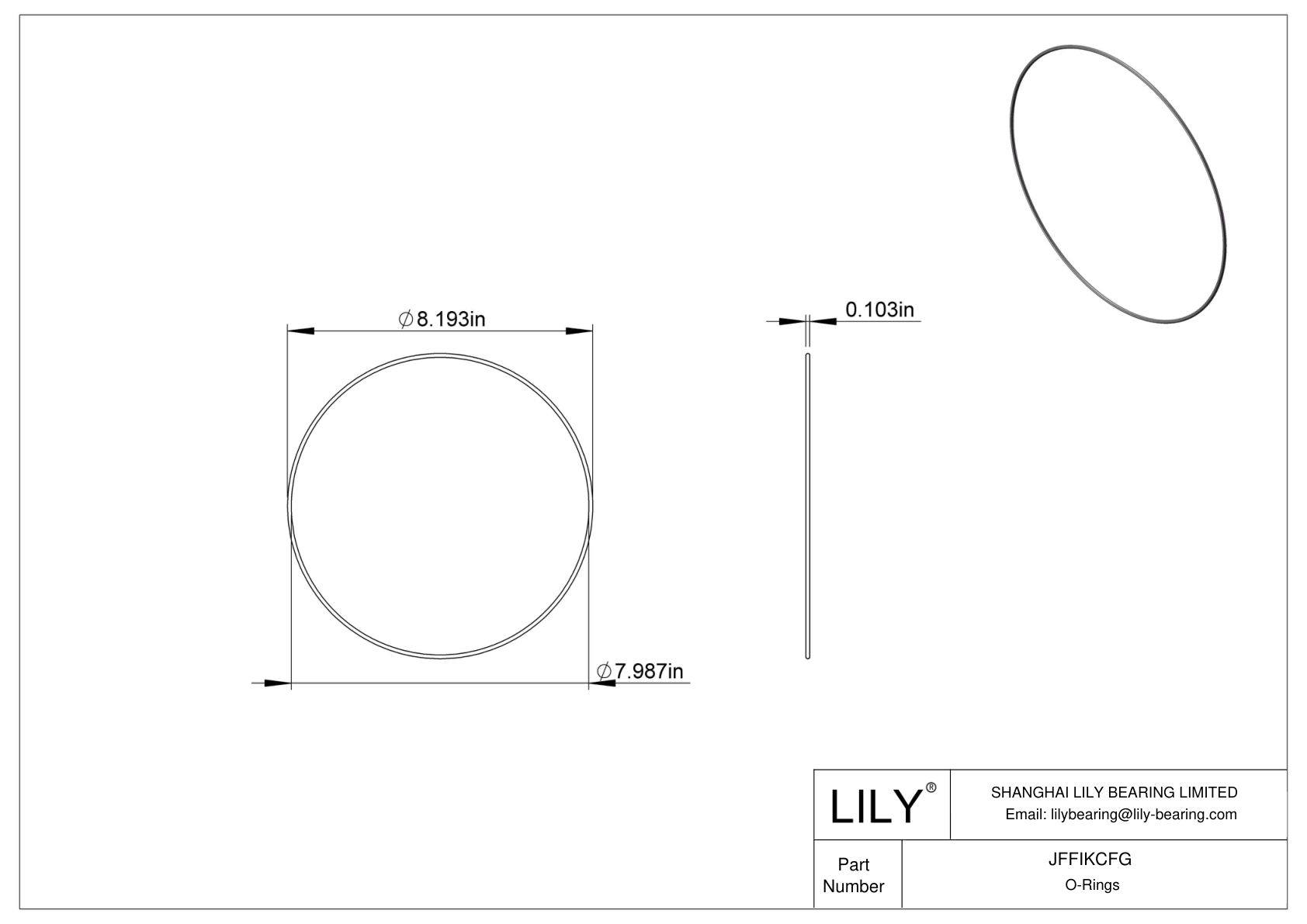 JFFIKCFG Oil Resistant O-Rings Round cad drawing