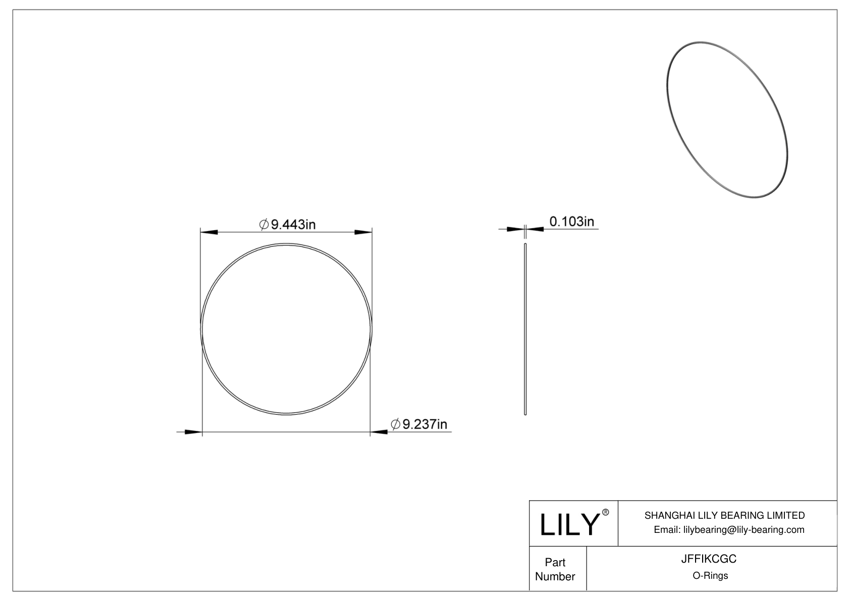 JFFIKCGC Oil Resistant O-Rings Round cad drawing