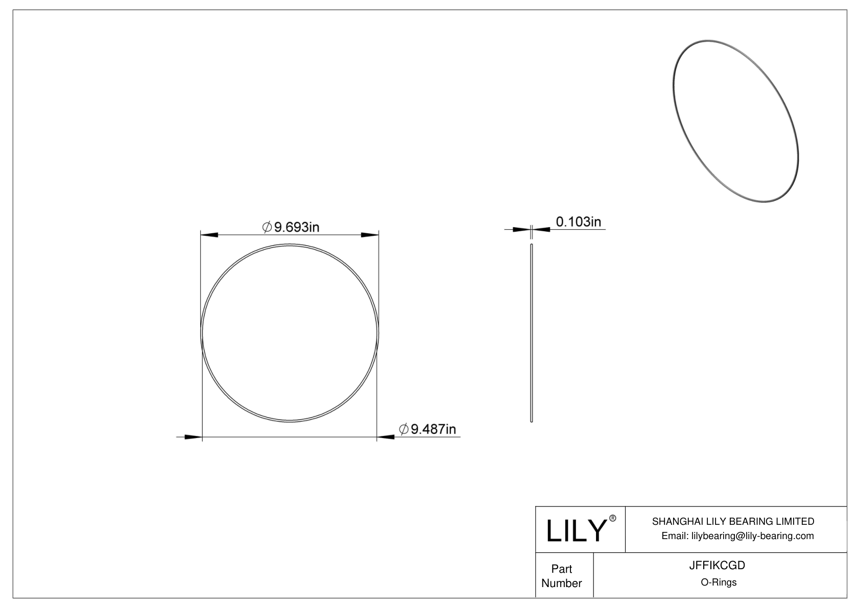 JFFIKCGD Oil Resistant O-Rings Round cad drawing