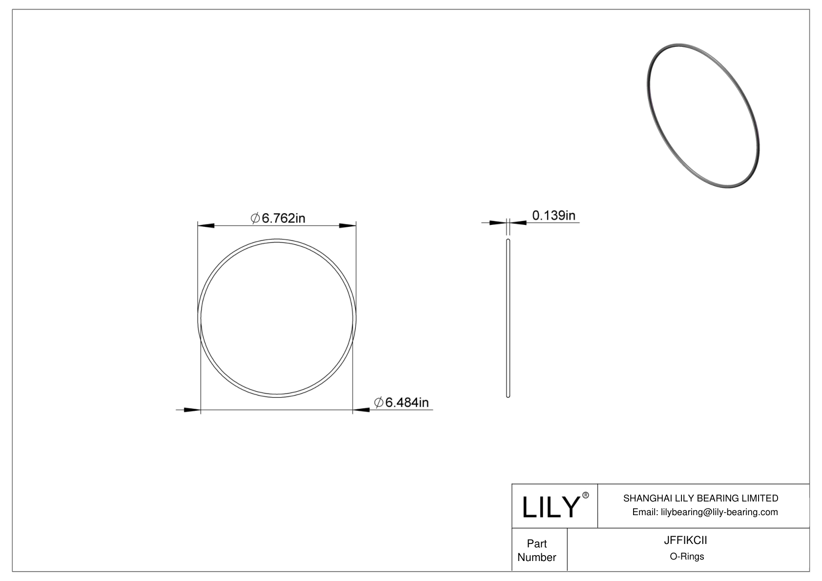 JFFIKCII Oil Resistant O-Rings Round cad drawing