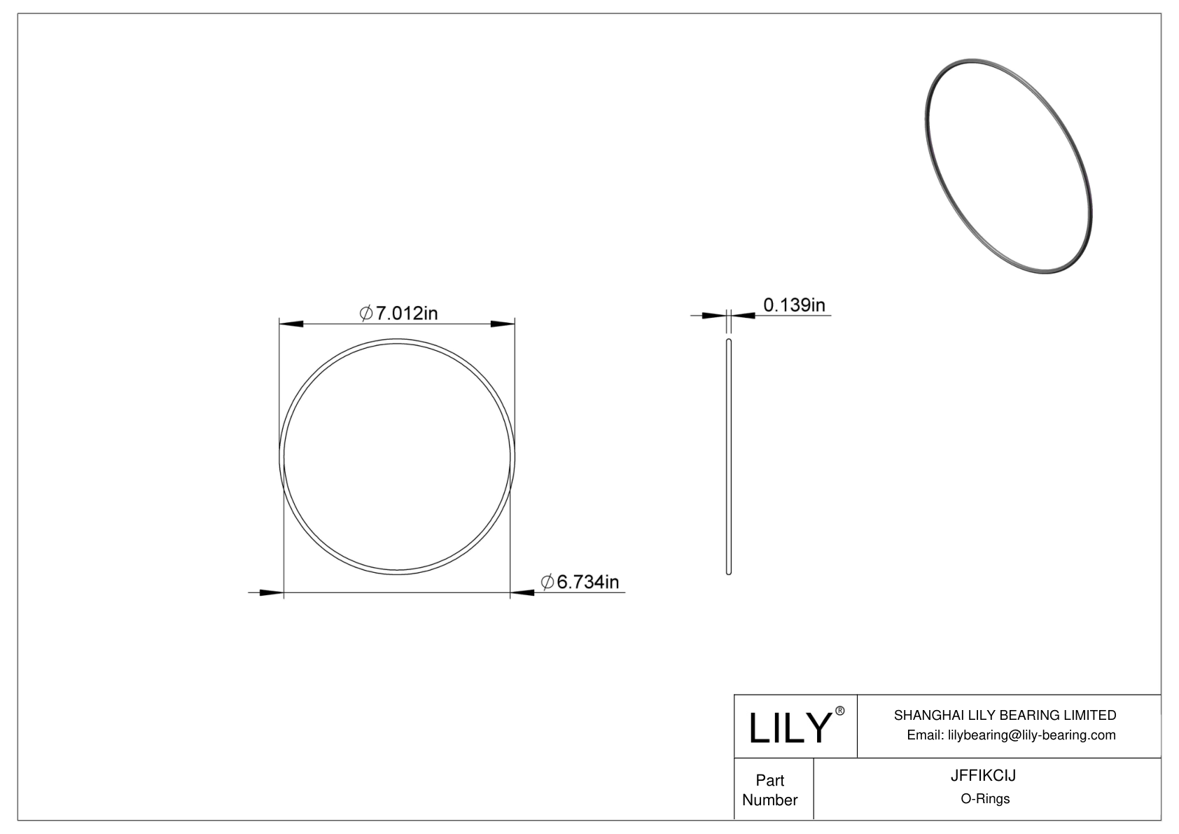 JFFIKCIJ Oil Resistant O-Rings Round cad drawing