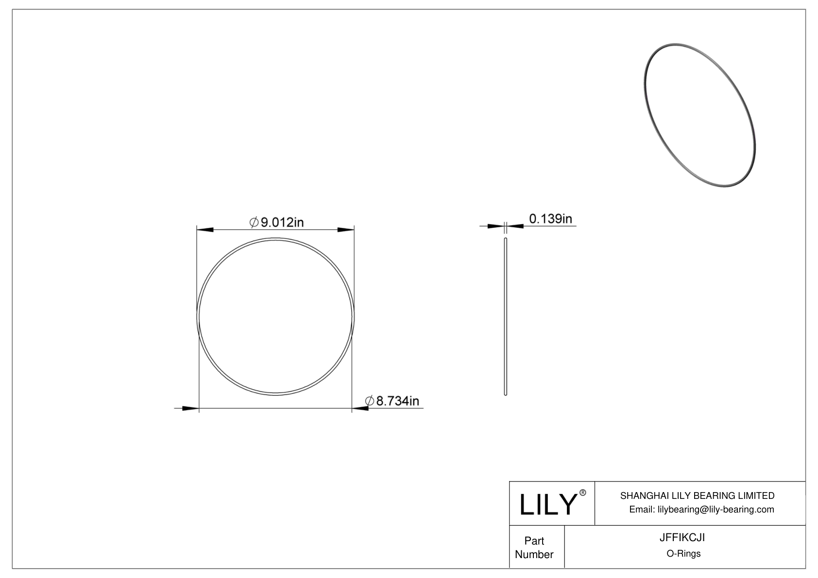 JFFIKCJI Oil Resistant O-Rings Round cad drawing