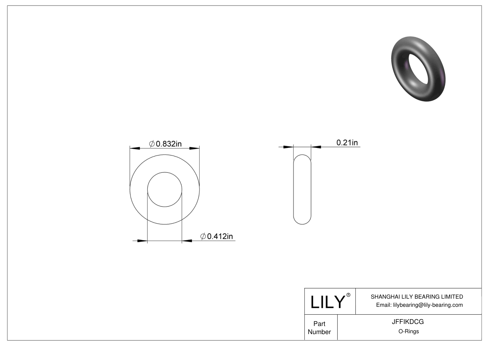 JFFIKDCG Oil Resistant O-Rings Round cad drawing