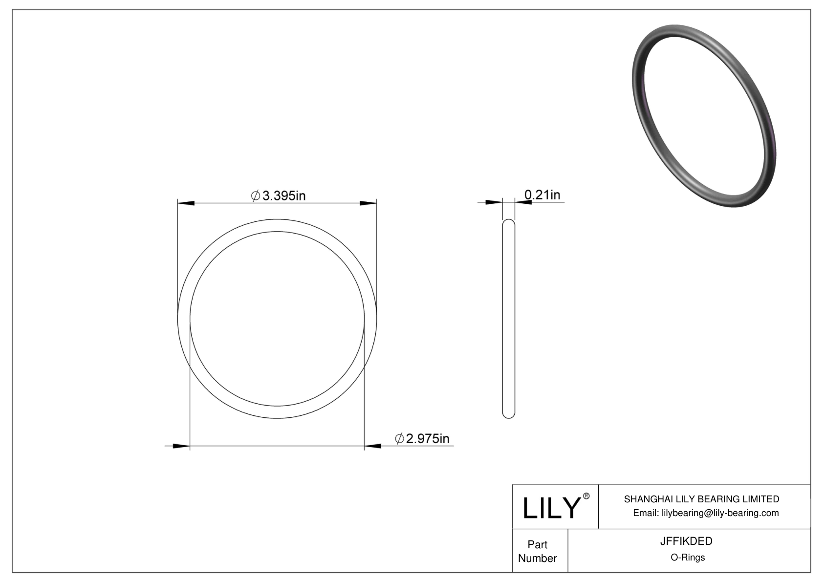 JFFIKDED Oil Resistant O-Rings Round cad drawing