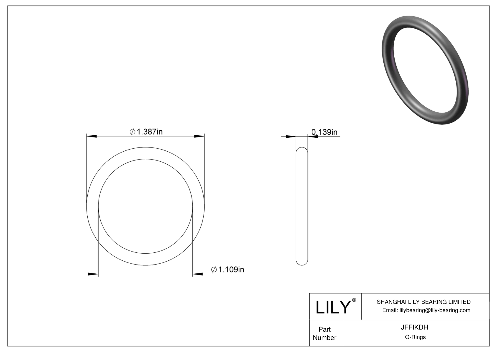 JFFIKDH Oil Resistant O-Rings Round cad drawing